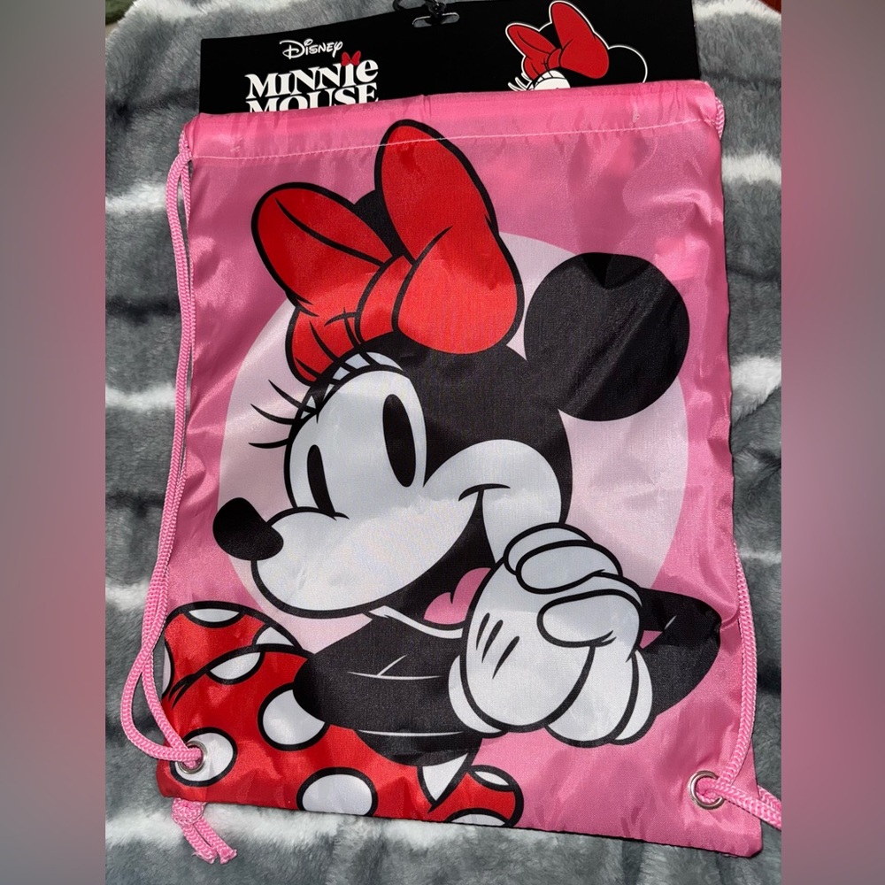 Pink Minnie Mouse Drawstring Bag